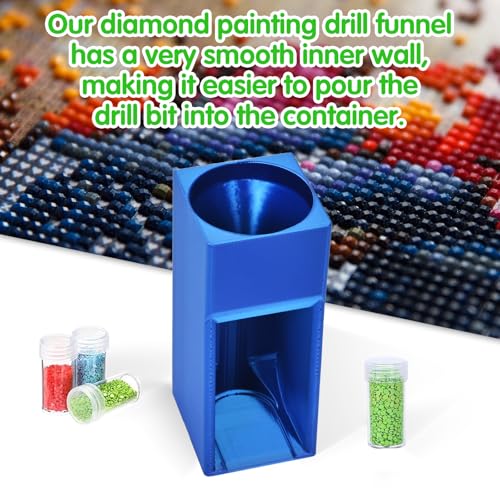 Image of Diamond Painting Organizer,Diamond Painting Drill Funnel for Round Containers,Portable Diamond Art Funnel for Easy Transfer, Diamond Painting Accessories (Silk Jewel Blue)
