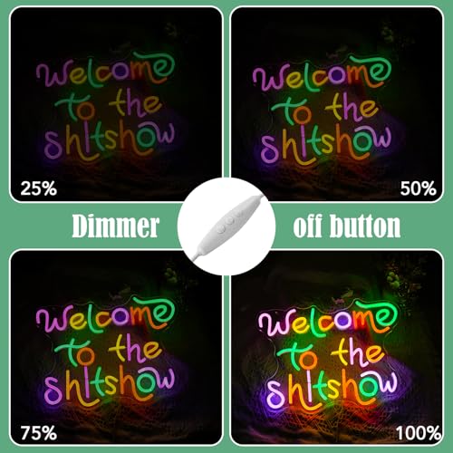 Image of Welcome To The Show Neon Sign USB Powered Individual Fashion Decor Neon Sign Dimmable Multicolored Neon Light for Wall Decor Led Light Up Letters Sign for Vogue Occasion Home Bar Art Wall Decor(16.5*12.6 In)
