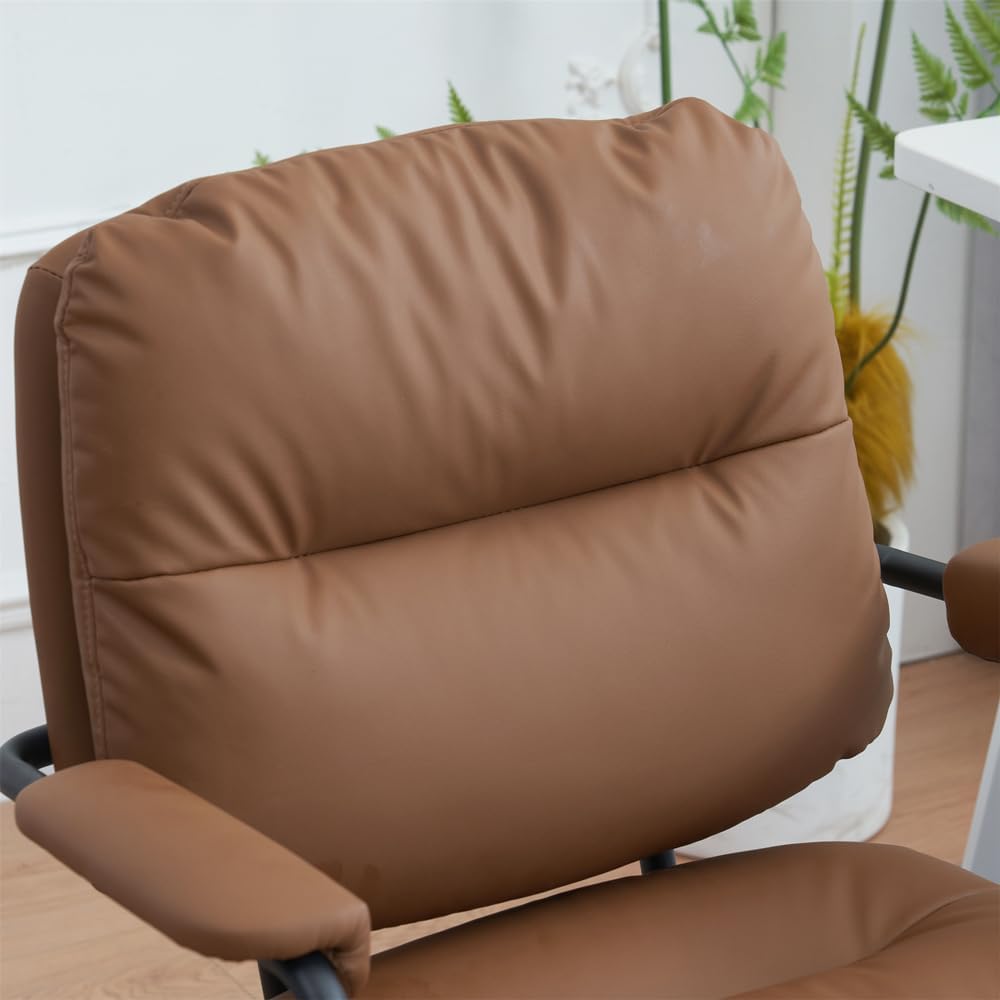 ブラウン デスクチェア 在宅ワーク オフィスチェア 3Dソフトパッド