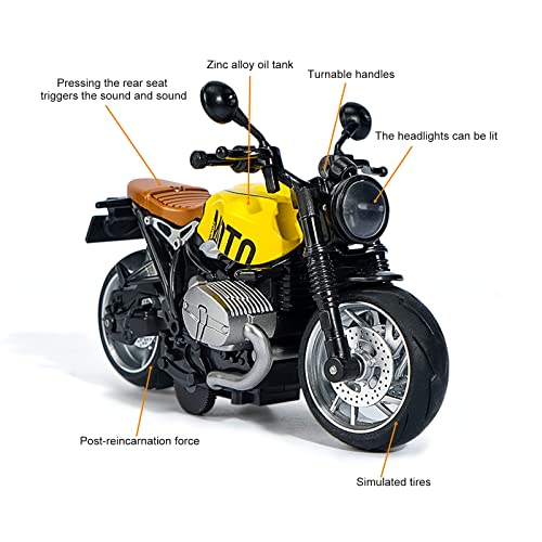 Bhydry Motorcycle Toy - 1:12 Scale Toy Motorcycle,Mini Toy Motorcycle，Motorcycle Toy With Light And Music Gift For Children Boys And Girls (Yellow) #TOP2