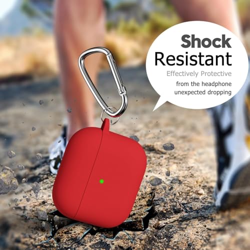 Image of Meyaar for Apple AirPods Pro 3 Case Cover with Keychain, Soft Skin Silicone Case Cover, Full Protective Case Cover Compatible with AirPods Pro (3rd Generation) Case 2025 (Red)