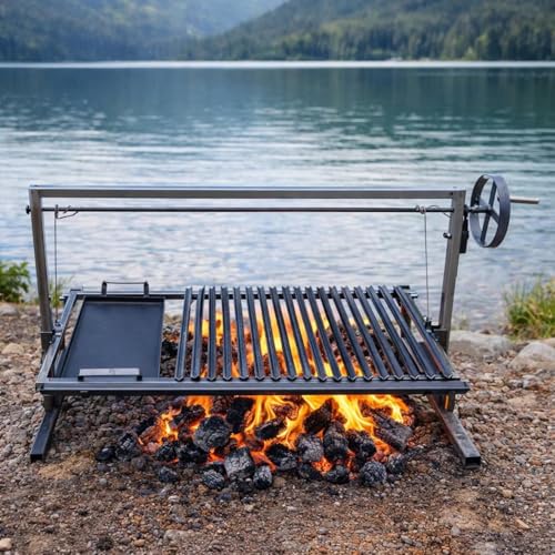 Iron Argentinian Style Santa Maria Grill - V Angle - (Santa Maria Grill Argentinian Style + Iron Griddle)