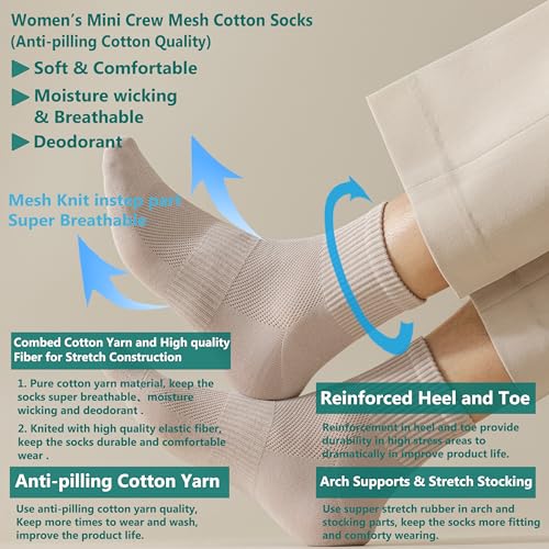 Image of MAGIARTE Womens Mini Crew Ankle Socks Athletic Casual Cotton Socks for Women