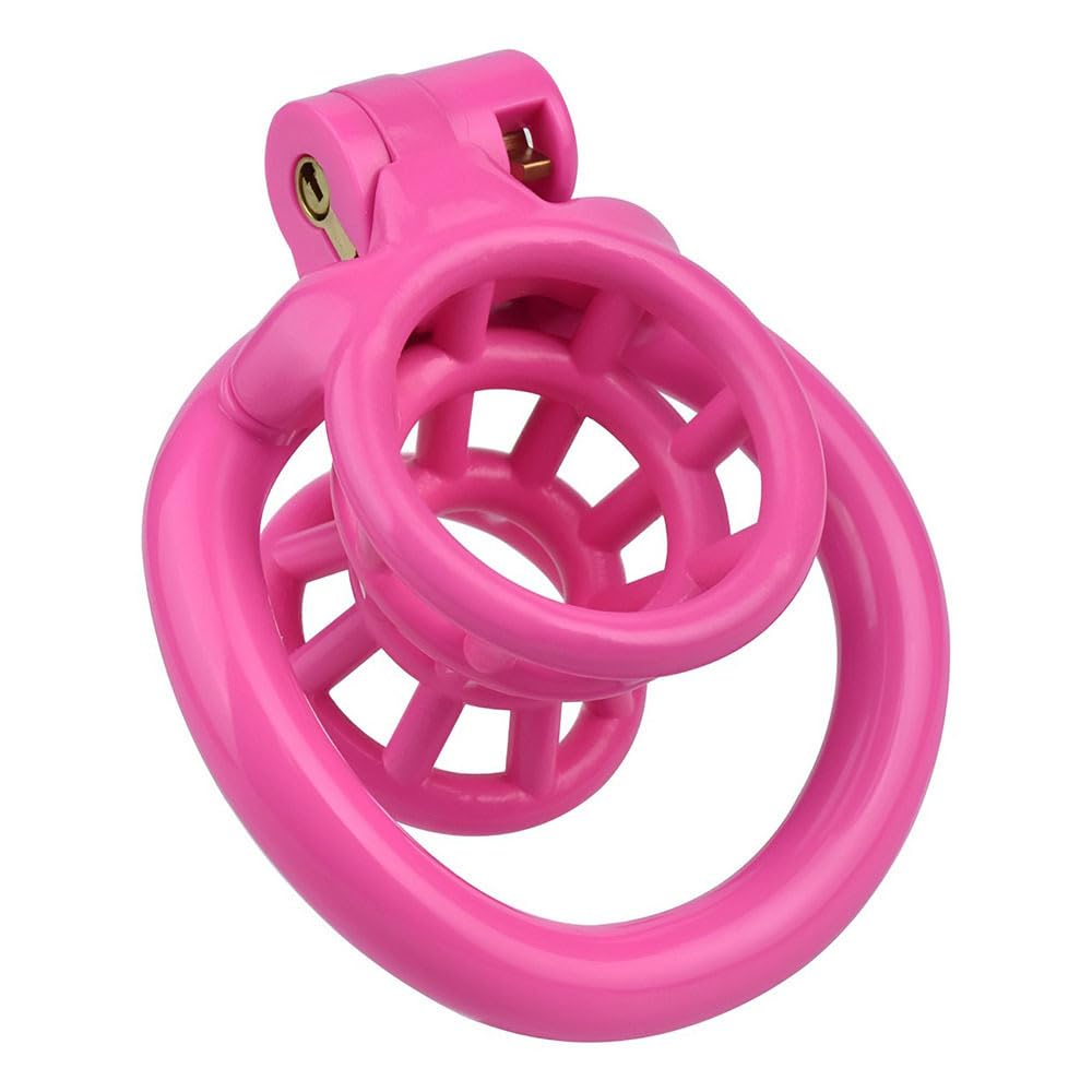 2024 NEU Chastity Cage Negative Belüftung Keuschheitskäfig Herren 3D Fischkorb Keuschheitsgürtel Peniskäfig Set mit 4 Cock Rings SM Sklave Bondage Extrem Sexspielzeug für Männer (Rosa)