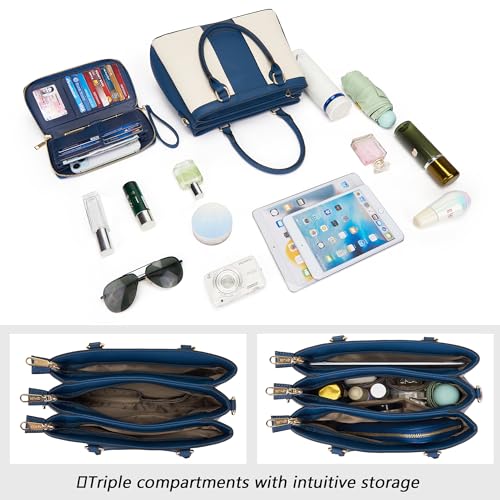 Image of Qiyuer Purses and Wallet Set for Women Satchel Handbag Tote Bag | 3 Zippered Compartments,Pebble PU leather,Multi-slot design,Everyday commuting