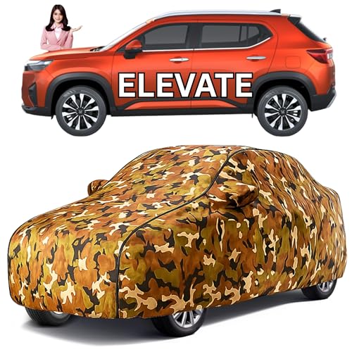 Image of Avecrew Car Cover Compatible for 100% Waterproof with Mirror Pockets, Triple Stitched Bottom Elastic Dustproof Full Body Protection Heat & UV Resistant (Jungle, Elevate)