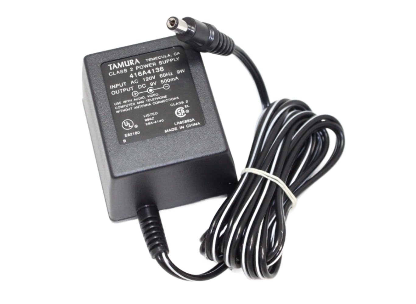 416A4136 AC-DC Power Supply, 120V 60Hz Input, 9V 500mA Output., RoHS
