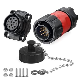 CNLINKO YM-20 Industrial Waterproof Connector IP67 Circular Connector Military Design Aviation Connector PBT Plastic Shell Connector M20 2-12 Pin Flange Socket (12 Pin)
