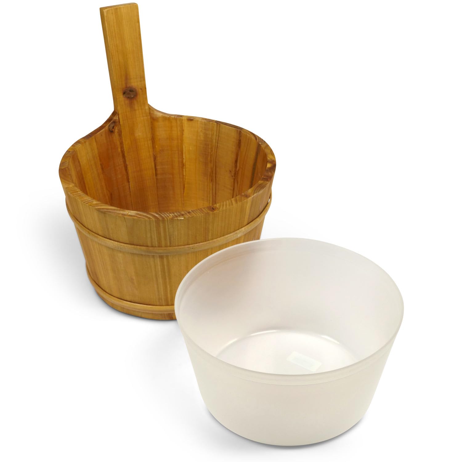 LaJa26 Sauna Kübel - 3 l - Sauna Eimer für Saunaaufguss - Fichte - Kunststoffeinsatz - Saunazubehör
