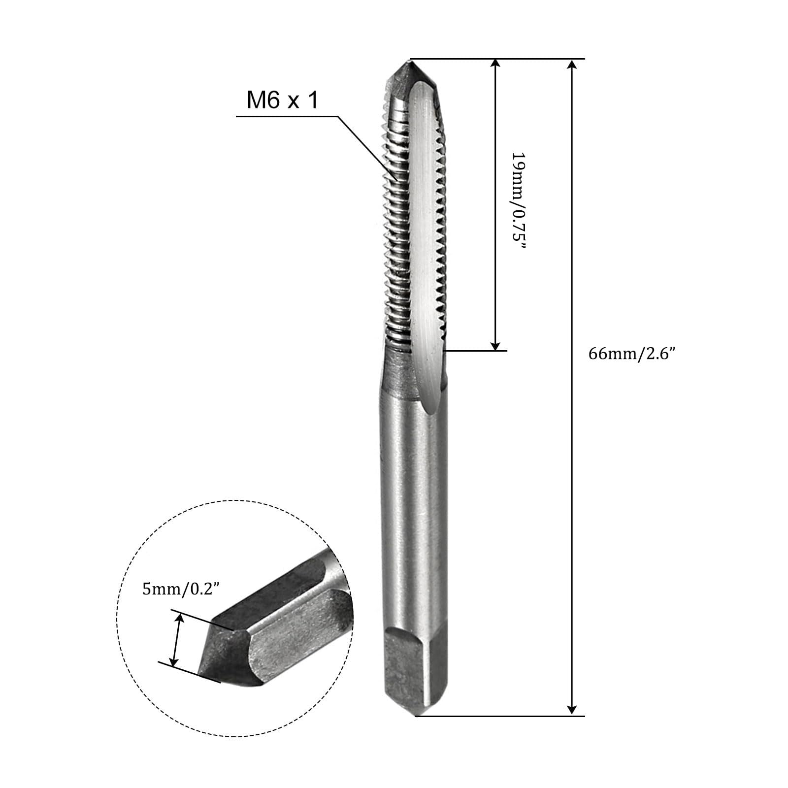TA-VIGOR 4Pcs M6 x 1mm Metric Thread Taps, H2 High Speed Steel Straight Flute Tap Right Hand Threading Tapping Repair Tools - Image 2