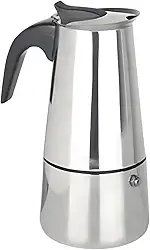 Cafeteira Italiana de Inox 200ml – Para 4 Xícaras, Café Forte e Aromático, Alça Antitérmica, Design Compacto e Elegante