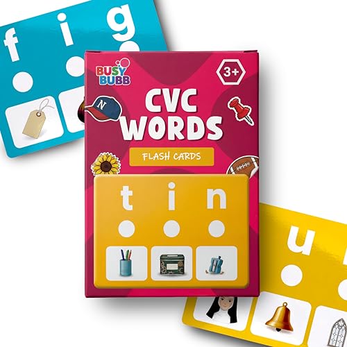 Image of CVC Words Flash Cards for Kids Age 3+ | 100 Double Sided Laminated Wipe & Clean Cards | Phonics, Early Reading & 3 Letter Word Learning Activity