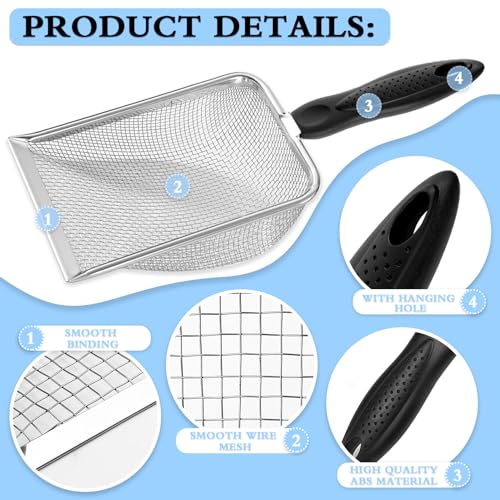 Image of Beach Mesh Shovel, Shark Tooth Sifter Dipper for Shell Collecting, Kids Filter Sand Scooper for Picking Up Shells - Beach Snow Toys for Kids (Black)