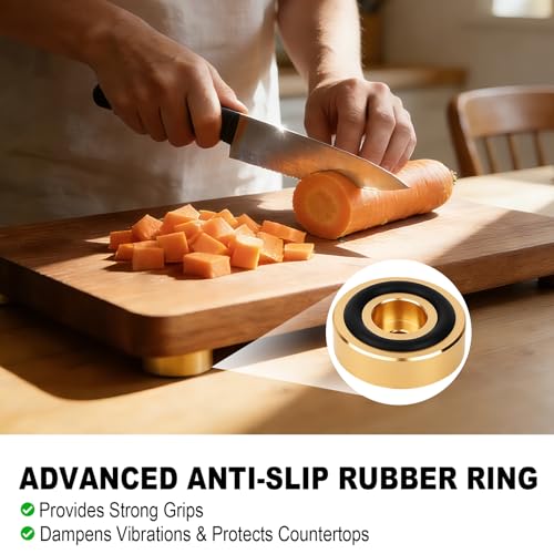 4 piezas de pies para tabla de cortar en latón con almohadillas antideslizantes y tornillos (hardware extra) – pies antivibración para tablas de cocina, protección contra rayones en encimeras, sillas y armarios – 1,18 x 0,39 pulgadas miniatura 4