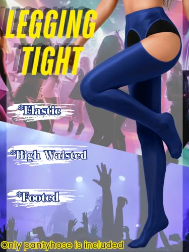 Image of ChiaoLezhee Sexy Shiny Tights, Sheer High-Waisted, Suspender Pantyhose For Women Rave Party Outfits Leggings Pants Exotic