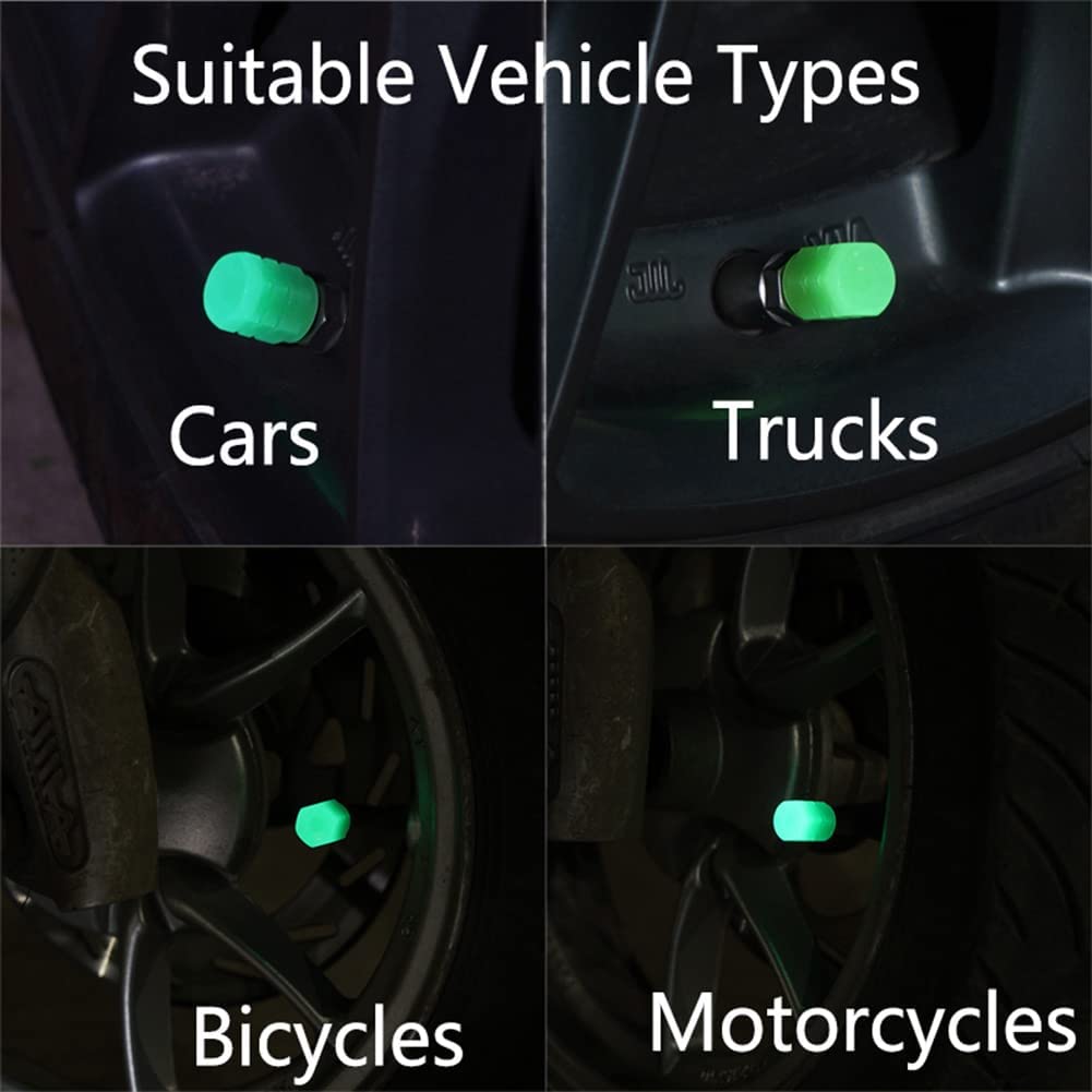4pcs Fluorescent Car Tire Valve Cap Universal Luminous Tire Valve Stem 4pcs Fluorescent Car Tire Valve Cap Universal Luminous Tire Valve Stem