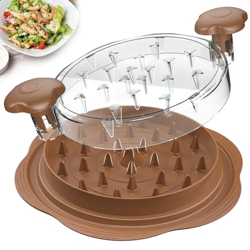 Image of Chicken Shredder Tool Twist Large Chicken Breast Shredder with Brush&Fork, Visible Meat Shredder Machine, Strong Anti-Slip Strip, Ergonomic Handle, BPA Free, Suitable for Pork Beef Chicken(Brown)