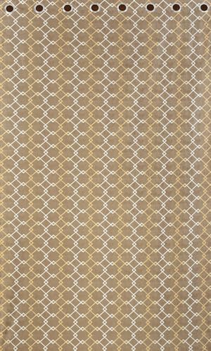 Image of Check Pattern Window Curtains for Living Room | Drawing Room Parde | Curtain Panel for Door, Brown Color 5 Feet 3 Pcs Set Curtains