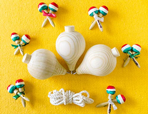 Spinning Top Trompo – 3-Pack Wood Carved Spinning Tops – Sturdy Steel Point For Enhanced Stability – Ideal For Beginners And Intermediates – Trompos Mexicanos - Trompos De Madera #TOP7