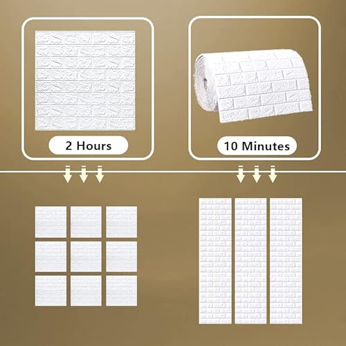 Bibykivn 3D Wandpaneele Selbstklebend 70 cm x 5 M - Tapete Steinoptik Tapete Ziegel, Wasserdicht Wandaufkleber Ziegelstein, Wandtapete für Küche Schlafzimmer, Wohnzimmer, Hintergrund TV