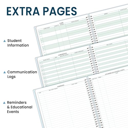 SUNEE Teacher Class Record Book for 9-10 weeks, 36 Names, 8.5x11 Inch, 104 Pages (52 Sheets), 100gsm Thick Paper, Larger Grade Recording up to 36 Students with Water-Resistant Plastic Cover, Blue - Image 6