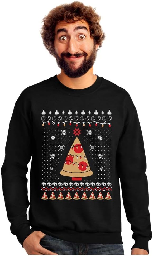 Tstars Pizza Ugly Christmas Sweater Funny Xmas Pizza Tree Sweatshirt
