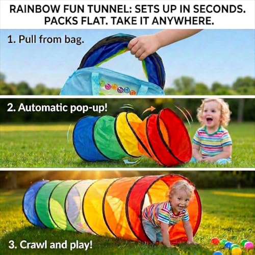 NUBUNI Tunnel XL 180 cm. : Tunnel Kinder : Kriechtunnel : Krabbeltunnel : Spieltunnel : Baby : Höhle :