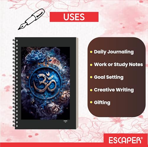 Image of ESCAPER Shiv Ji Diary Student Notebooks, A5 Size, 160 Ruled Notebook Designer Office Diary For Executive, Gift, Note Taking, Notepad For Writing (1, Om)