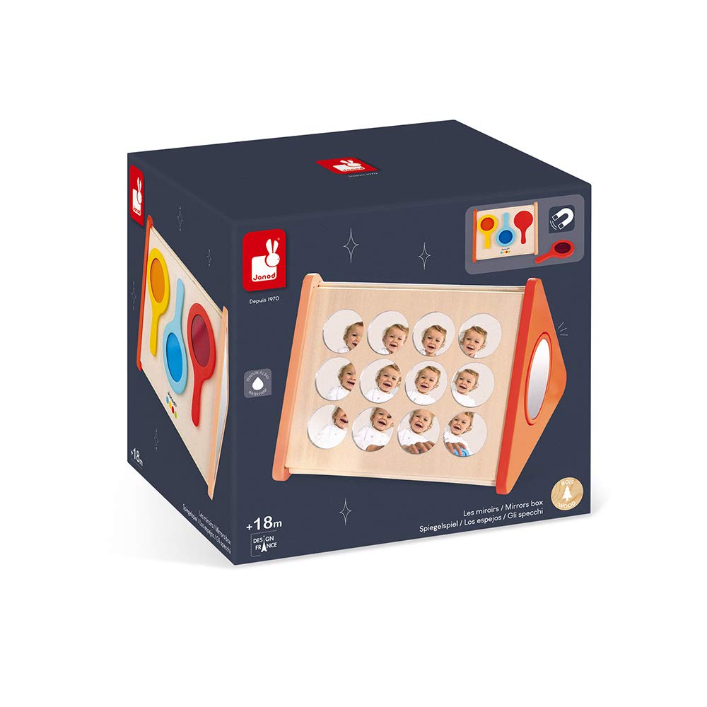 Janod - Essentiel - Gli Specchi - Gioco Educativo in Legno per La Prima Infanzia - Pittura Ad Acqua - A Partire da 18 Mesi, J05069