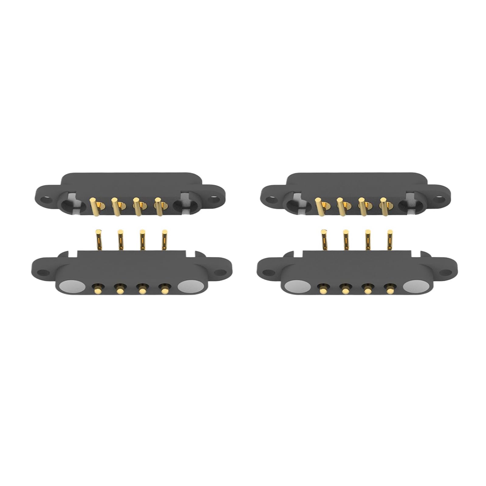 2 Pair 2/3/4/5/6/7/8Pin Bend Magnetic Pogo Pin Connector with Positioning Hole, Male+Female 2.54MM Spring Loaded Pogopin Connector DC Power Charge Probe Socket (4Pin)