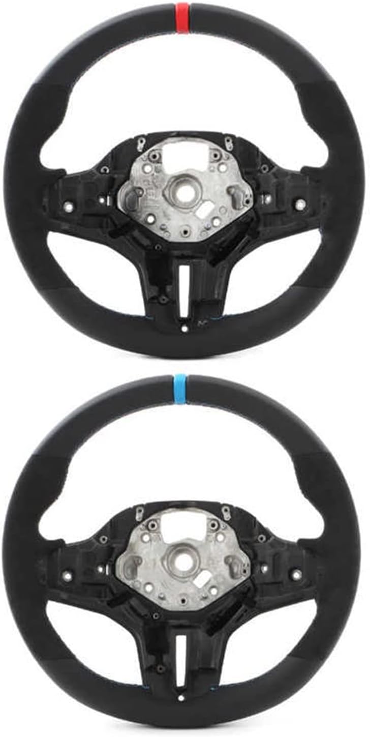 Steering Wheel Suede M‑Tri Stitching Compatible with BMW M5 F90 M8 X3M X4M X5M X6M G3X G1X G0X M Sport Car Accessories(NX200 2019)