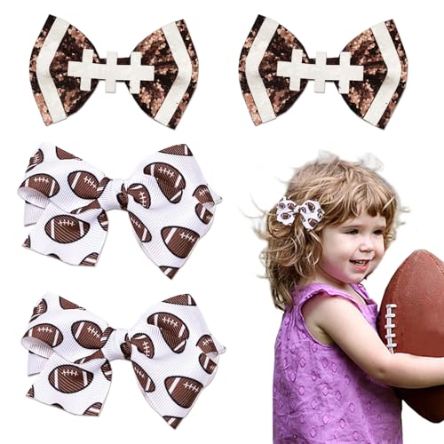 4 Pinzas de Pelo de Fútbol para Niñas, Lazos Brillantes con Clip de Fútbol para Accesorios Deportivos de Fiesta para Niñas y Mujeres miniatura 1