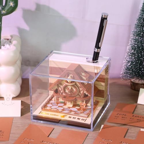 Calendrier 3D 2026 avec bloc-notes en papier et couverture acrylique pour bureau