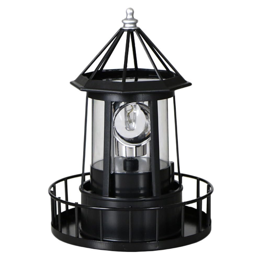 Operitacx Solar Leuchtturm Außenleuchte Rotierendes LED Licht Wetterfest Drehbare Solarlampe Gartendekoration