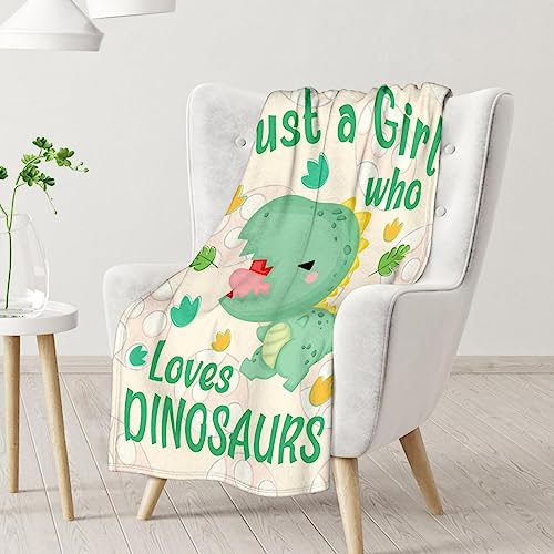 Dinosaur Blanket Gifts - 40"x50" Cute Throw for Girls - Green Soft Fuzzy Blankets for Bed, Couch & Living Room