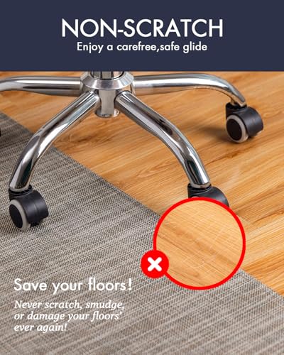 Image of Baroyal Office Chair Mat for Hardwood Floor Under Desk Computer Rolling Chair Mat for Wood /Tile Floor Non-Slip Heavy Duty Desk Rug PVC Plastic Hard Floor Protector 36 inch x 48 inch (Soapstone)