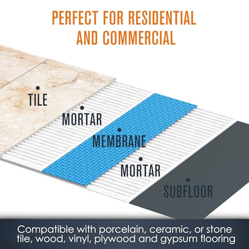 Image of Uncoupling Membrane, Tile Underlayment, Floor, 3.3 ft x 53.5 ft / 175 Sq Ft