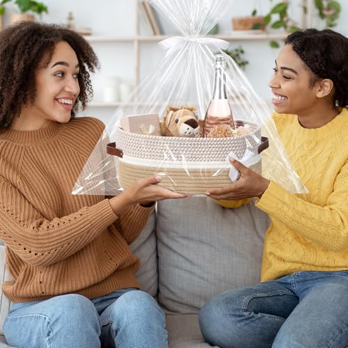 Image of Colingmill Large Woven Basket for Gifts Empty Set with Gift Bags and Ribbon Gift Baskets and Wrapping Set Storage 14 inchx 10 inchx 5.5 inch Decorative Box for Class of 2026 Graduation(Brown)