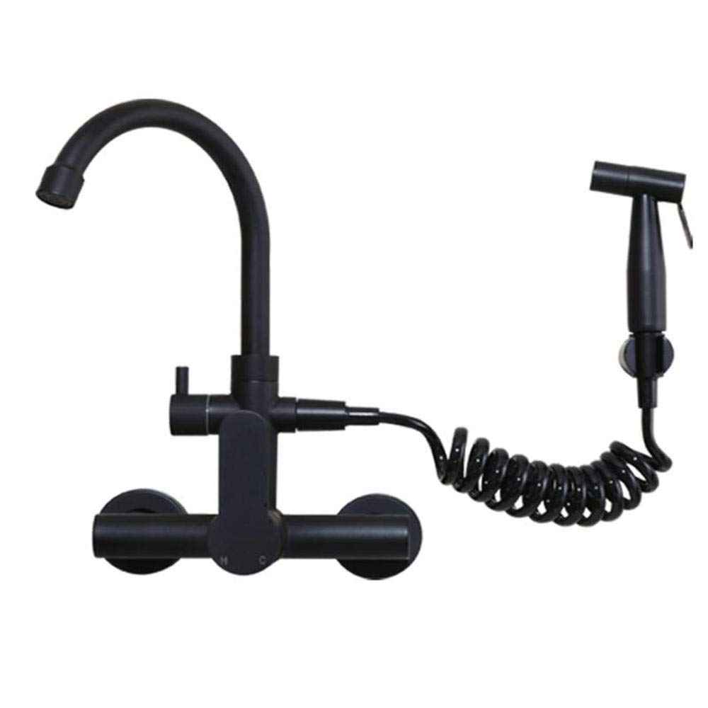 Robinet de cuisine mural avec pistolet pulvérisateur extractible inox