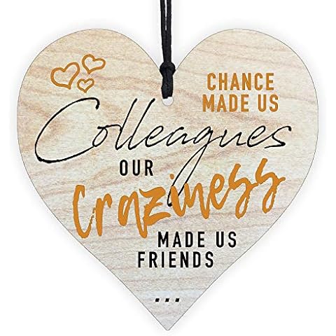 Chance Made us Colleagues Friendship Gifts for Best Special Friends Women Work Leaving Wooden Hanging Heart Retirement Plaque Thank You Female Novelty Fun Present Ideas Cover