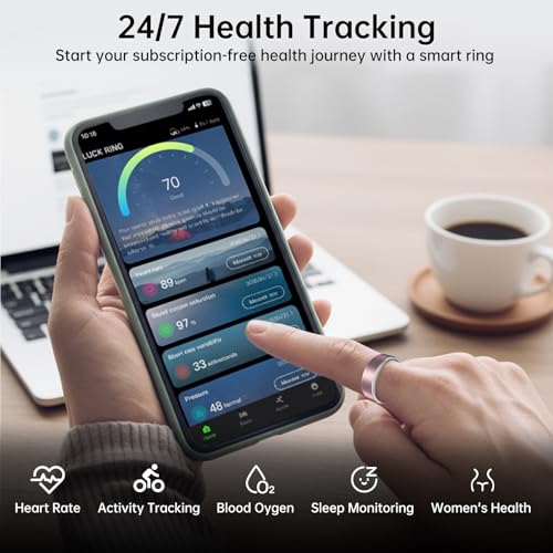 Image of Smart Ring Fitness Tracker Ring for Women & Men, Sleep /Step /Blood Oxygen /Heart Rate Monitor, Long-Lasting Battery Sleep Ring, No Subscription Fee, Compatible with iPhone & Android (Matte Pink, #9)