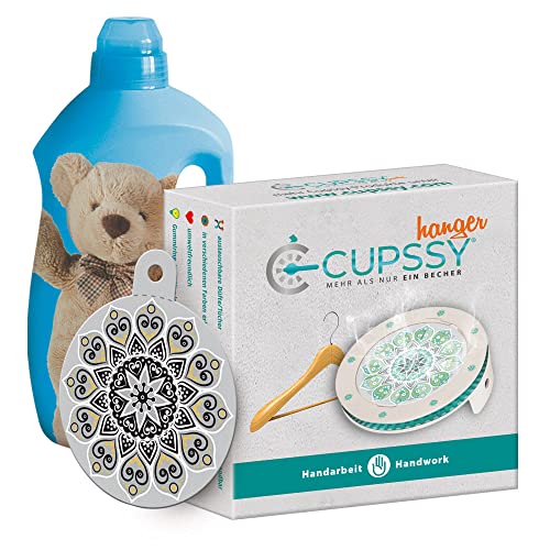 Cupssy Hanger y AirPad - Ambientador para Armario, neutraliza los Malos olores, Perfume para tu Ropa, Fragancia: Ropa Fresca Suave, Agradable, Color: Beige, Juego de 1 y 1, Fabricado en Alemania