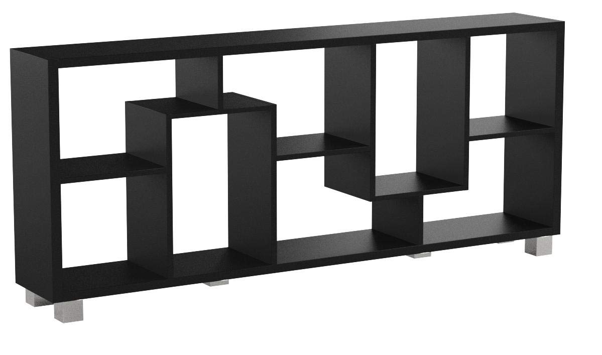 Skraut Home | Étagère Bibliothèque | Étagère de Rangement | 162x67x31cm | Salon, Bureau | Style Moderne | Noir