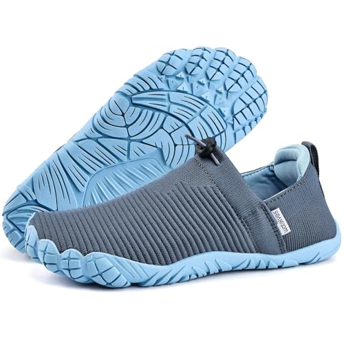 Image of WateLves Water Shoes Womens Mens - Comfortable Lightweight Striped Pattern Barefoot Shoes for Beach Swim Pool Yoga Boating Water Aerobics