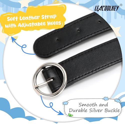 LEACOOLKEY 3 Pack Kids Toddler Stretch Belts Adjustable Elastic Belt for Boys Girls with Heart Buckle3