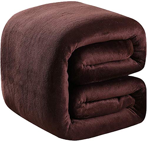 Polar Fleece Blankets Twin Size Brown for The Bed Extra Soft Brush Fabric Super Warm Sofa Blanket 66' x 90'(Chocolate Twin)