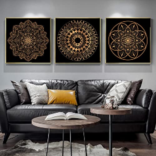 Cercle or affiche toile peinture art moderne pour sublimer le mur de votre canapé de salon
