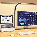 Led Desk Lamp for Office Home - 24W Double Head Architect Desk Light with Clamp & Timer, Eye Caring Folding Table Lamp Gaming Desktop Computer LED Lights Desk Supplies for Workbench Studing Drafting