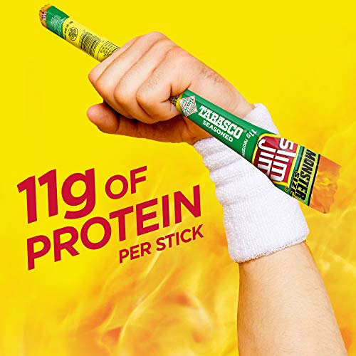 Slim Jim Monster Smoked Meat Sticks, Tabasco, Packed with Protein, 1.94 Oz. Sticks, 18 Count