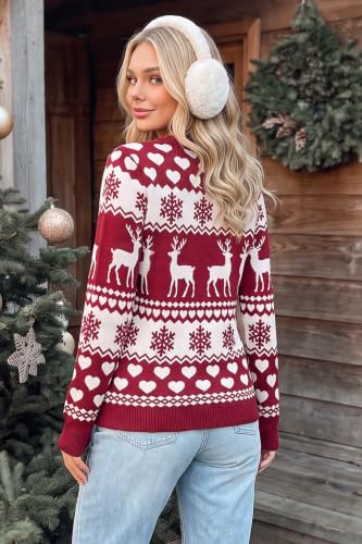 Image of Arach&Cloz Women's Wool Blend Classic Crew Neck Casual Fall Sweaters